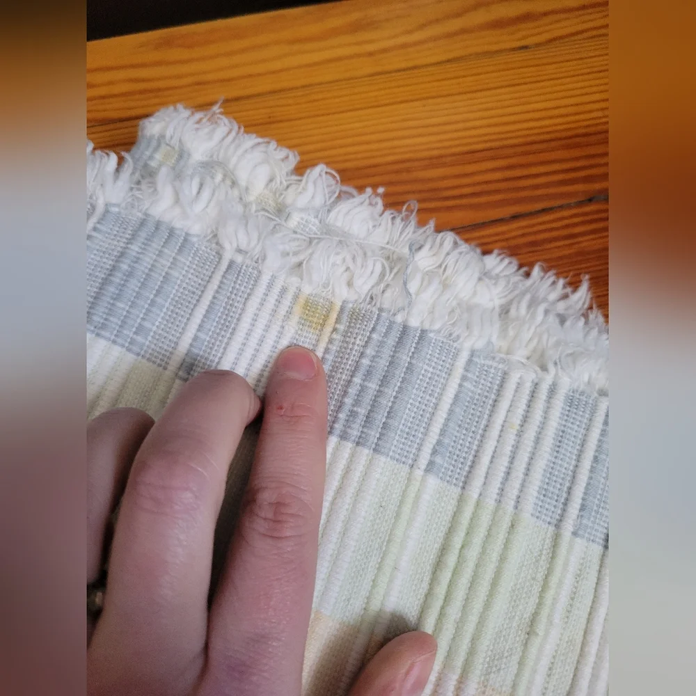 X7 Pastel Striped Checker Fringe Frayed Hem Placemats Spring Easter